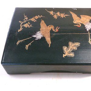 Antique Japanese lacquer box document hand painted